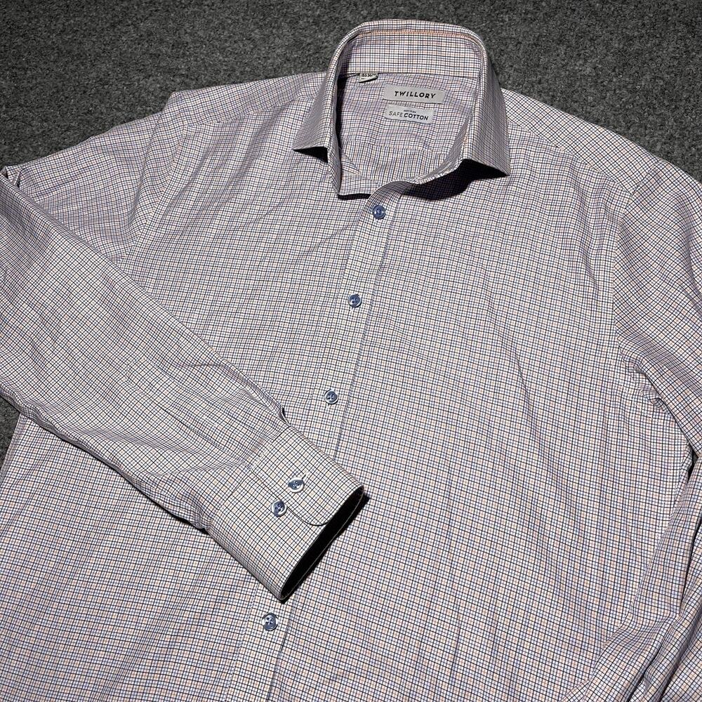 Twillory Dress Shirt Mens 15.5 34/35 Tailored Fit Safe Cotton Plaid Colorful